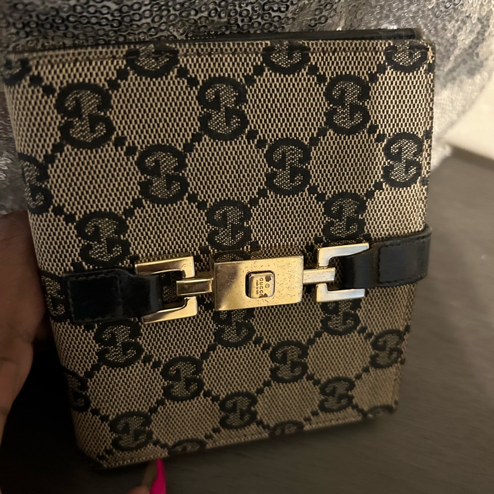 GUCCI Jackie Horse bit leather and canvas compact wallet. EUC. Normal wear.